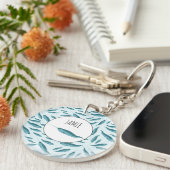 Narwhal im Muster des blauen Ozeans Schlüsselanhänger (Vorderseite rechts)