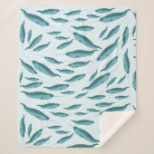 Narwhal im Muster des blauen Ozeans Sherpadecke (Vorderseite)