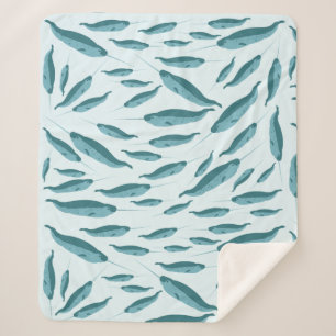 Narwhal im Muster des blauen Ozeans Sherpadecke