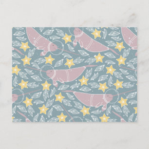 Narwhal im Weltraummuster Postkarte