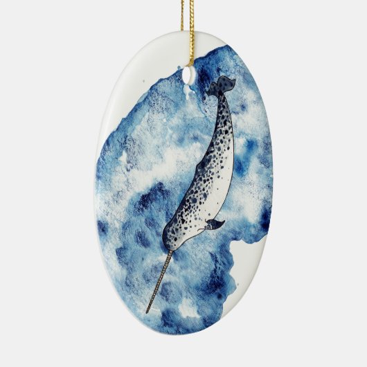 Narwhal in einem Spritzen der Wasserfarbe Keramikornament (Rechts)