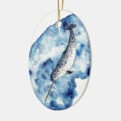 Narwhal in einem Spritzen der Wasserfarbe Keramikornament (Links)