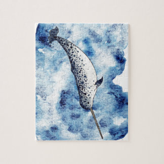Narwhal in einem Spritzen der Wasserfarbe Puzzle