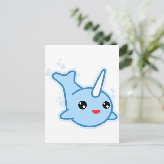 Narwhal Kawaii Postkarte (Stehend Vorderseite)