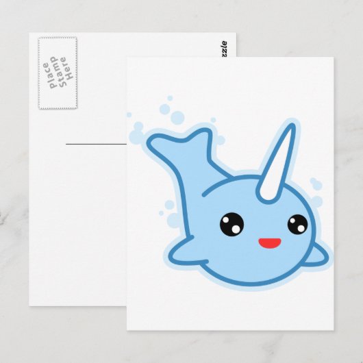 Narwhal Kawaii Postkarte (Vorne/Hinten)