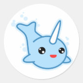 Narwhal Kawaii Runder Aufkleber (Vorderseite)