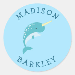 Narwhal Kid's Niedliche Aufkleber für den Umschlag