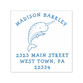 Narwhal Kid's Niedliche Whale Rücksendeadresse Bri Permastempel