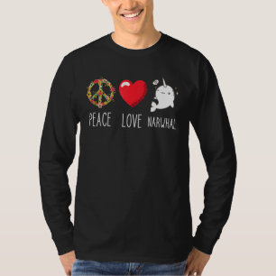 Narwhal Liebe Peace Ocean Mammal Whale Water Fish T-Shirt