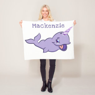 Narwhal Lila Lilac Magical Sea Unicorn Custom Fleecedecke