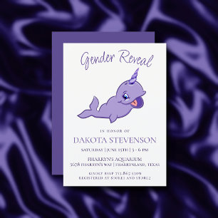 Narwhal Lila   Violet Magical Sea Unicorn Dusche Einladung
