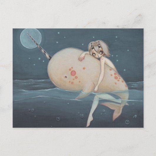 Narwhal lowbrow gothic art postcard postkarte (Vorderseite)