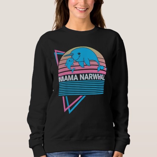 Narwhal Mama Retro Mama Narwhal Sweatshirt (Vorderseite)