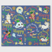 Narwhal, Meerjungfrau, Einhornweihnachtliche Indiv Geschenkpapier (Flach)