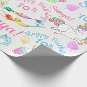 Narwhal, Mermaid, Personalisierter Name Unicorn, A Geschenkpapier (Ecke)