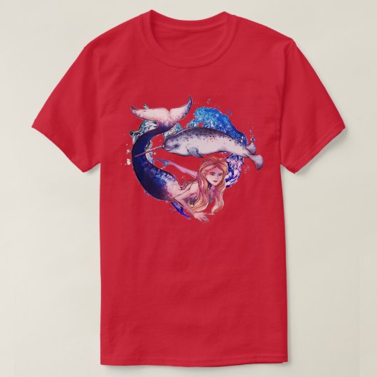 Narwhal Mermaid Schwanz Design T-Shirt (Design vorne)