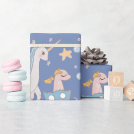 Narwhal Mermaid Unicorn Dragon Pastel Personalisie Geschenkpapier