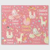 Narwhal Mermaid Unicorn Dragon Whimsical Custom Geschenkpapier (Flach)
