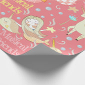 Narwhal Mermaid Unicorn Dragon Whimsical Custom Geschenkpapier (Ecke)