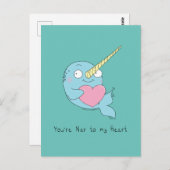 Narwhal mit Herz-Liebe Postkarte (Vorne/Hinten)