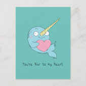 Narwhal mit Herz-Liebe Postkarte (Vorderseite)