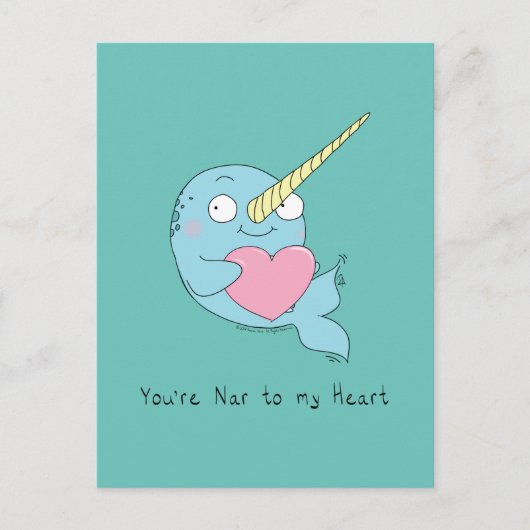 Narwhal mit Herz-Liebe Postkarte (Vorderseite)