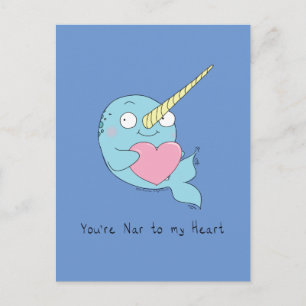 Narwhal mit Herz-Liebe Postkarte