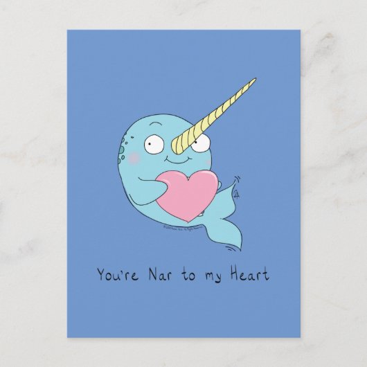 Narwhal mit Herz-Liebe Postkarte (Vorderseite)