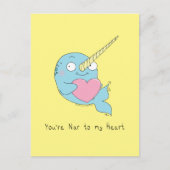 Narwhal mit Herz-Liebe Postkarte (Vorderseite)