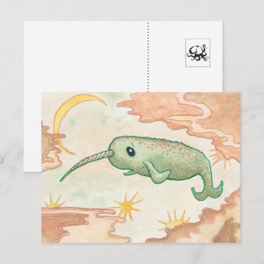 Narwhal & Moon Postkarte (Vorne/Hinten)