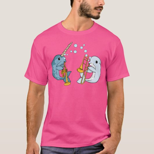 Narwhal Musician Trombone Kids Beluga Whale Trumpe T-Shirt (Vorderseite)