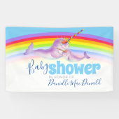 Narwhal Mutter Wasserfarbe Regenbogenbaby Dusche Banner (Horizontal)