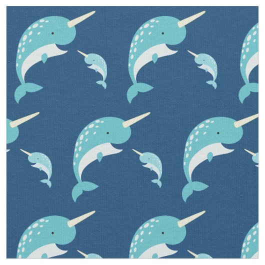 Narwhal Niedlich Cartoon Kinder Stoff (Nahaufnahme)