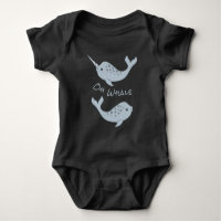 Narwhal Oh Whale Baby Bodysuit (Light Text)