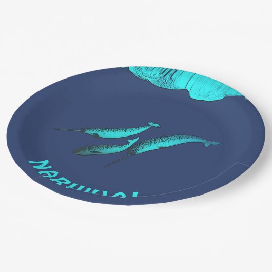 Narwhal Pappteller (Schrägansicht)