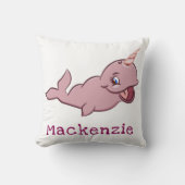 Narwhal Pink | Girly Kawaii Chibi Cartoon Custom Kissen (Vorderseite)