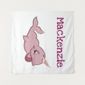 Narwhal Pink | Girly Kawaii Chibi Cartoon Custom Wandteppich (Vorderseite (Horizontal))