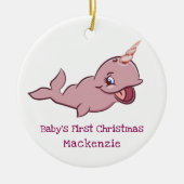 Narwhal Pink | Girly Kawaii Chibi Cartoon Keepake Keramik Ornament (Vorne)