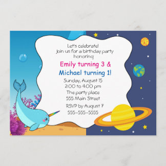 Narwhal Planeten Kindergeburtstag Einladung gemein