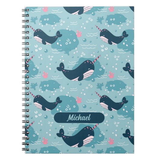 Narwhal Playtime Personalisiert Spiral Notebook Notizblock (Vorderseite)