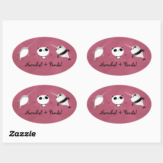 Narwhal plus Panda! Ovaler Aufkleber (Blatt)