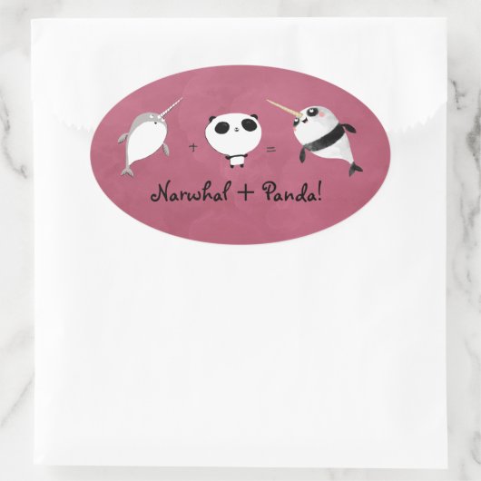 Narwhal plus Panda! Ovaler Aufkleber (Tasche)