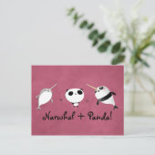Narwhal plus Panda! Postkarte (Stehend Vorderseite)