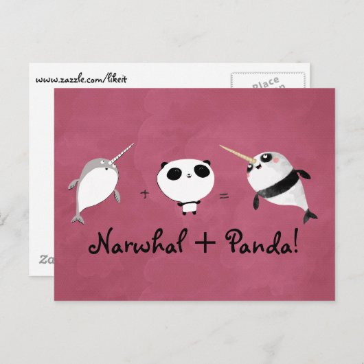 Narwhal plus Panda! Postkarte (Vorne/Hinten)