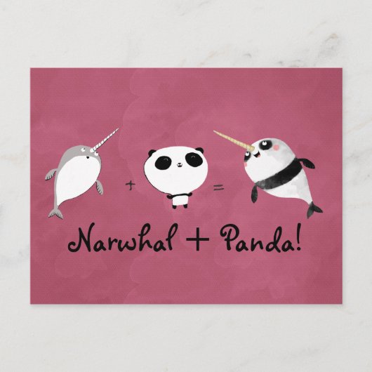Narwhal plus Panda! Postkarte (Vorderseite)