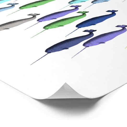 Narwhal Poster Nautical Ocean Beach Mauer Art Deco (Ecke)