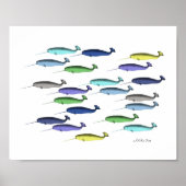Narwhal Poster Nautical Ocean Beach Mauer Art Deco (Vorne)