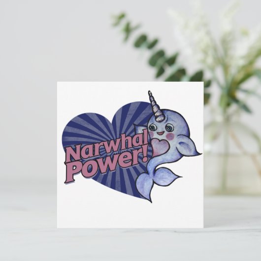 Narwhal Power Einladung (Stehend Vorderseite)