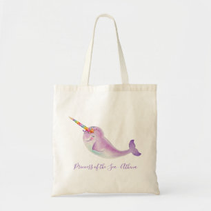 Narwhal Regenbogen unter Wasserfarbname Tragetasche