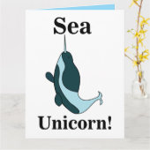 Narwhal Sea Unicorn Funny Karte (Gelbe Blume)
